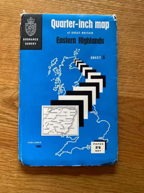 Vintage OS Ordnance Survey Quarter Inch Map Eastern Highlands - Sheet 5 1962