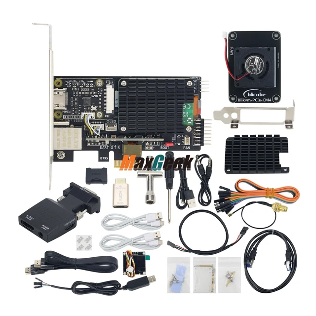 Blikvm PCIe Add-in Card+Cooling Fan and OLED Display BLIKVM PCIe Card Version