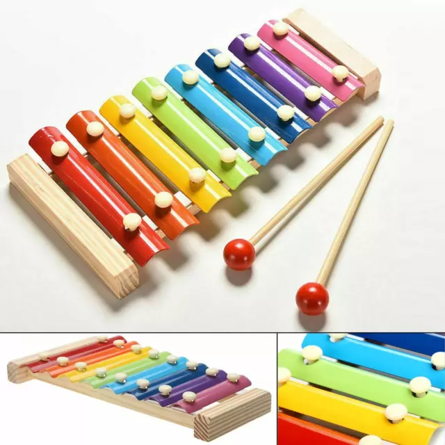 Kinder 1 Stck. Holz Xylophon Kinder Musikinstrument Regenbogen Lernspielzeug