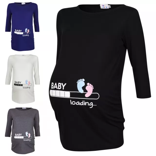Happy Mama. Woman's Maternity Baby Loading Feet Funny Print T-shirt Top. 549p