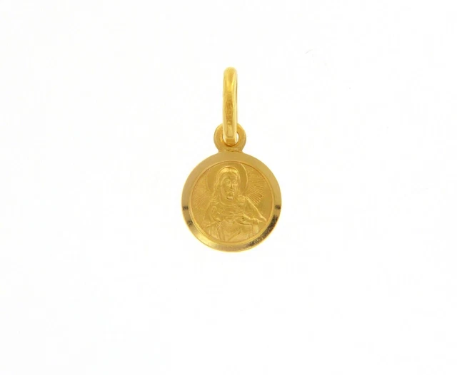 CIONDOLO MEDAGLIA IN Oro Giallo, 18K, Sacro Cuore Di Gesu', Diametro 9