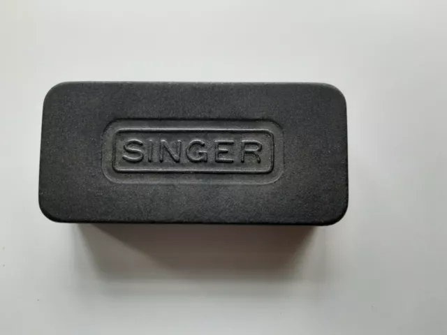 Singer Sewing Machine Black Crinkle Metal Tin Box Of Accessories Attachments