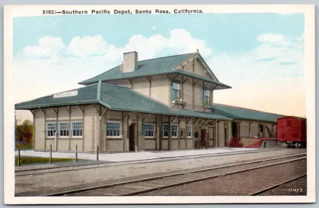 Postcard CA Santa Rosa California Southern Pacific Depot Railroad RR A78