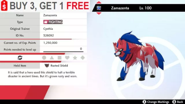 Pokemon Sword and Shield Zacian 6IV-EV Trained