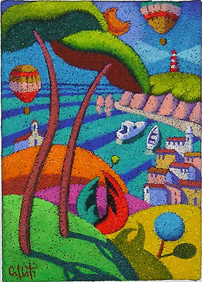 140x60 Pronto da Appendere Tela Canvas Stefano Calisti Quadri Moderni per la casa Giallobus Quadro Mare dEstate 