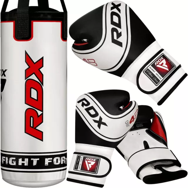 RDX Kids Punch Bag with Boxing Gloves, 2FT Unfilled Hanging Set, Maya Hide Leat