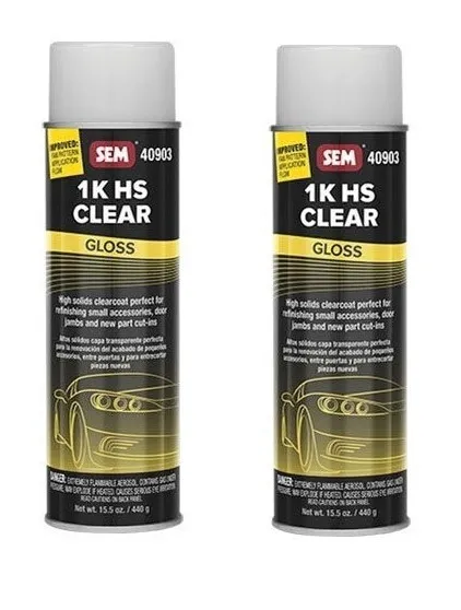 SEM 40903 1K Clear High Solids Clearcoat Spray 15.5 oz Aerosol Can (2 Pack)