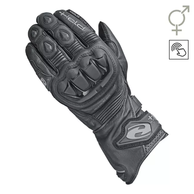 HELD Sportliche Leder Motorrad Handschuhe EVO-Thrux II mit Aramid in schwarz