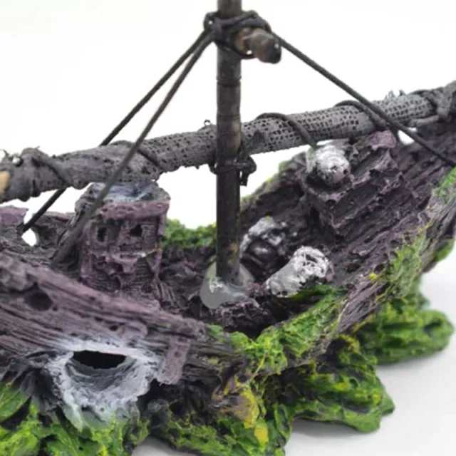 Aquarium Ornament Wreck Sunk Ship Sailing Boat Destroyer Fish Tank Cave DAGUL 3