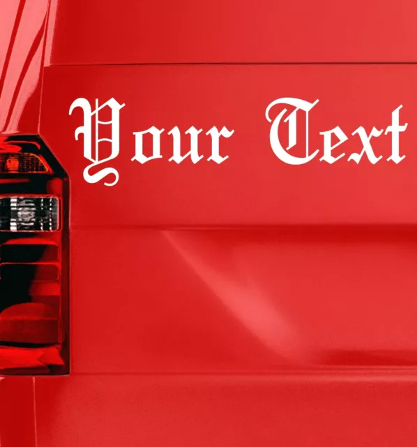 2X Old English Your Custom Text Car Van Bumper Shop Window Sticker Decal Sign