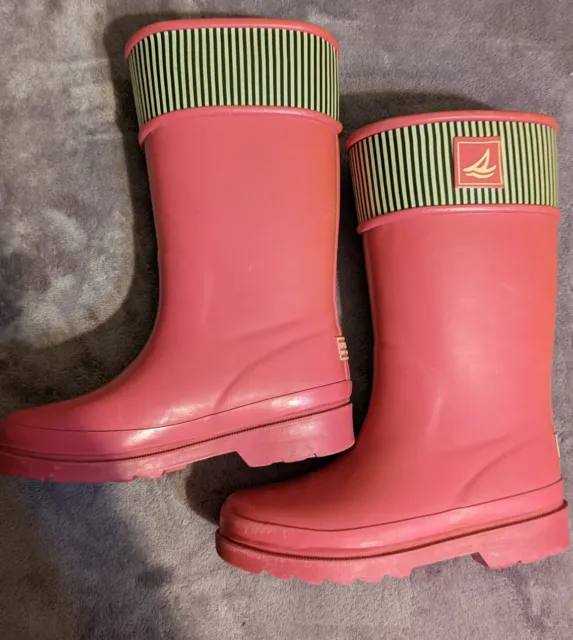 Sperry Top Sider Pelican Pink Rubber Boots Girls size of 11