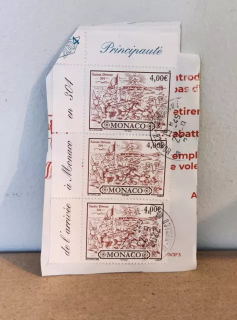 Packung 3 Briefmarken Euro Monaco Wert