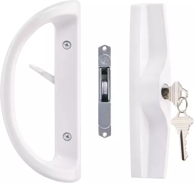 Sliding Patio Door Handle Set with Key Cylinder and Mortise Lock, Full Handle to