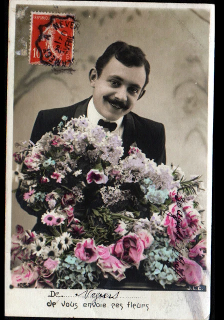 NEVERS (58) LIVRAISON de FLEURS ,,, Souvenir de ,,, début 1900