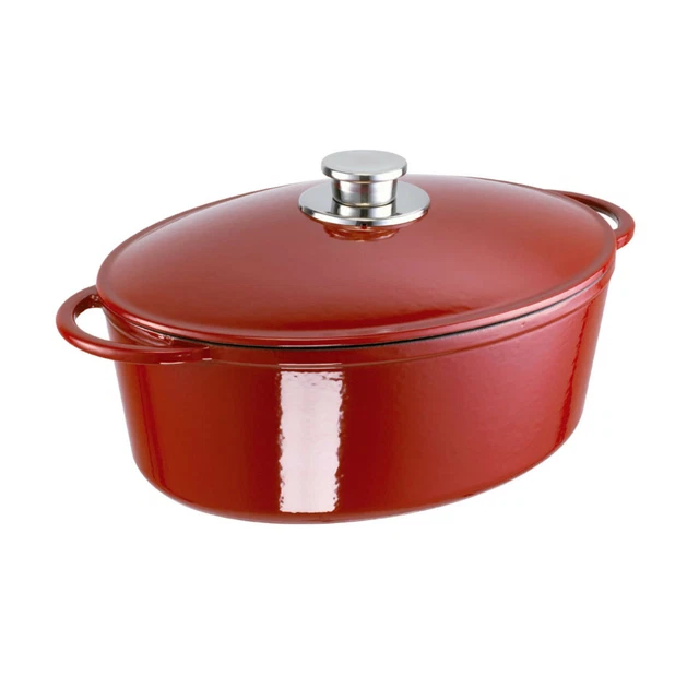 Schulte-Ufer Bräter Rustika, Schmortopf, Gänsebräter, Gusseisen, Rot, 34cm, 7 L