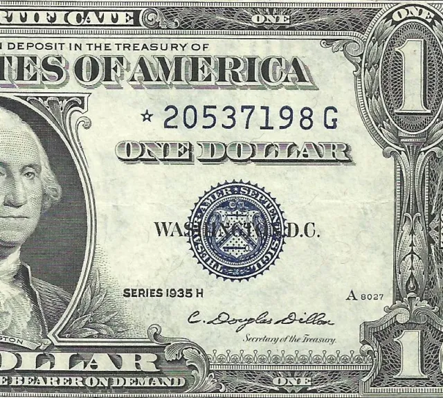 RARE 1935H $1 BLUE Seal **STAR** SILVER Certificate! Old US Paper Money!