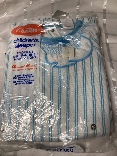 VTG 1980s Carter's NIP Blue Stripe Foot Toddler Sleeper Flame Resistant 2 YR USA