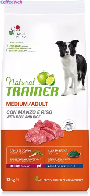 Cibo per Cani Adulti Di Media Taglia Alimento Secco Con Manzo E Riso, 12Kg