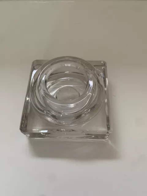 Vintage Antique Style Solid Clear Square Glass Inkwell Ink pot Bottle USA