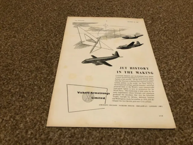 Ac40 Advert 11X8 Jet History In The Making - Vickers Armstrongs
