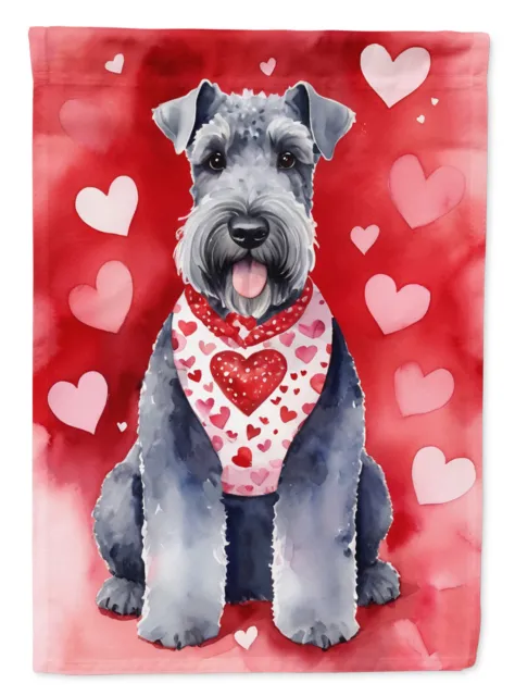 Kerry Blue Terrier My Valentine Flag Canvas House Size DAC5372CHF