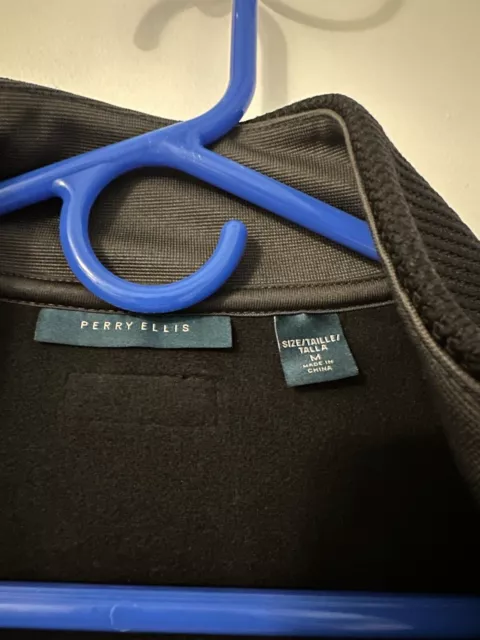 PERRY ELLIS FULL Zip Jacket Coat Mens Medium Black Quilted $18.00 ...