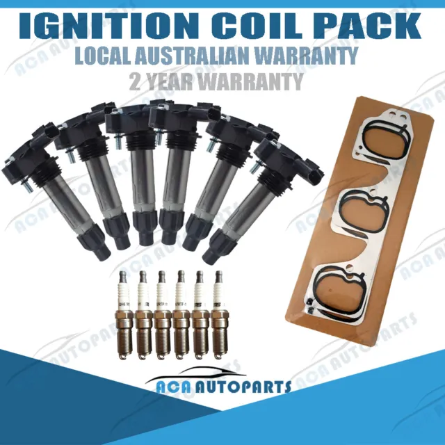 Ignition Coil Pack Kit Holden Commodore VE V6 3.6L SV6 Spark Plug Gasket Set
