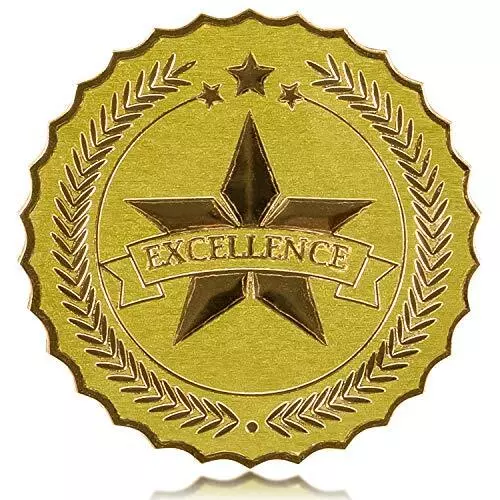 Excellence Embossed Gold Foil Stickers, 2", 102 Foil Seals, Strong Adhesive C...