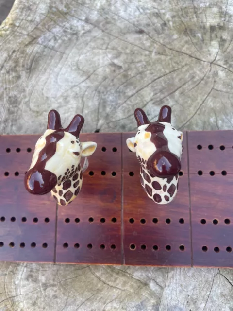 New Set 2 Anthropologie Hand Painted Giraffe Ceramic Knobs Cabinet Door Cupboard