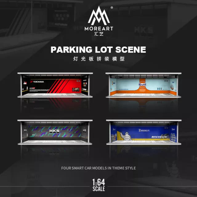 1:64 Diorama LED Lighting Car Garage Model City Car Parking Lot Scene Model Toy