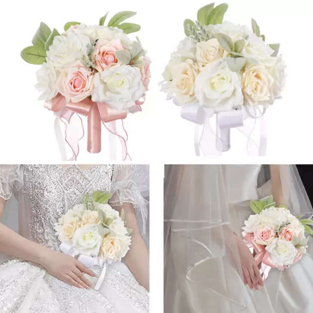 2x Wedding Bridal Bouquet Holding Flowers Home Decorative for Bride Wedding