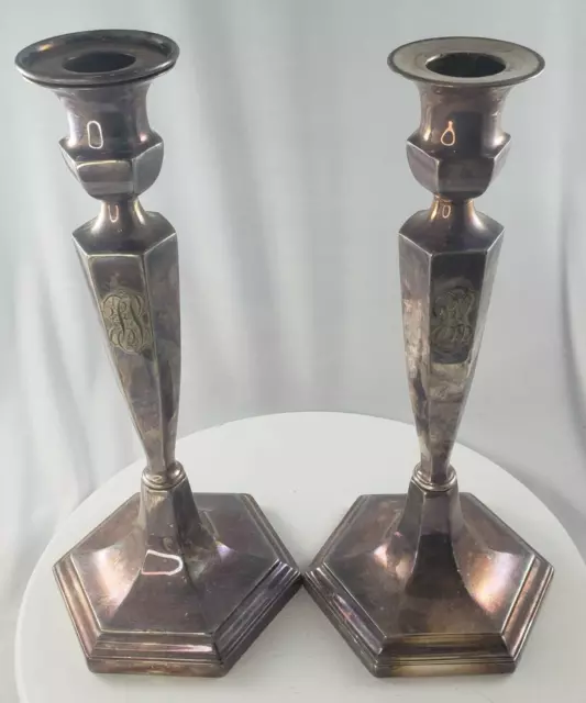 Antique Gorham Silverplate Candlesticks 1914 1913 Candle Holders