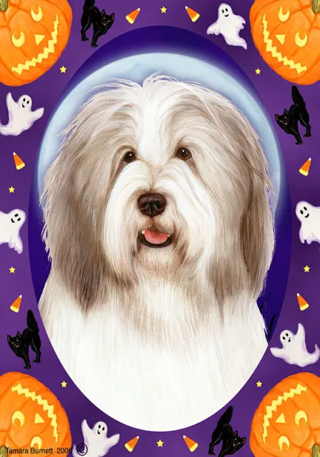 Halloween Garden Flag - Fawn and White Bearded Collie 124831