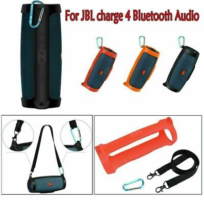 Silikonhülle kompatibel mit JBL Charge 4 Bluetooth-Lautsprecher Schutzhülle Silikon-Tragetasche Lautsprecher Hülle Case Schutz Mit Karabiner und Schultergurt für JBL Charge 4 Bluetooth Lautsprecher 