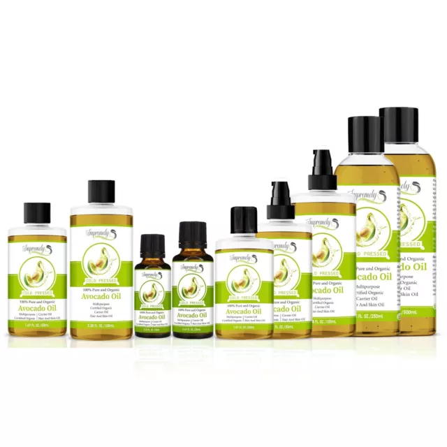 Avocado Oil Organic Cold Pressed | Face Hair Body Skin Care  100% Pure Unrefined