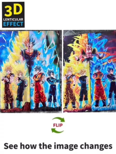 Goku,Vegeta,Vegito-3D Lenticular Effect-Anime Dragon Ball Z Poster,2 Images In 1