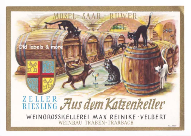 x1478 VELBERT  Max Reinike WeinEtikett wine label étiquette vin BLACK CAT