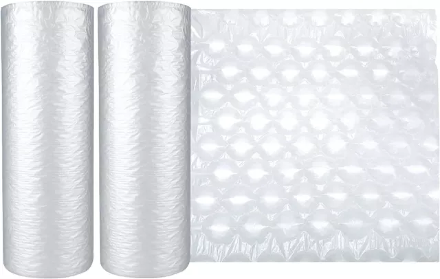 2 Pack 984ft x 16"x12" Air Cushion Machine Film Bubble Pillow Packaging Roll