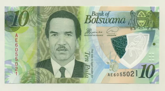 Botswana 10 Pula ND 2018 Pick 35 UNC Uncirculated Banknote Serial AE