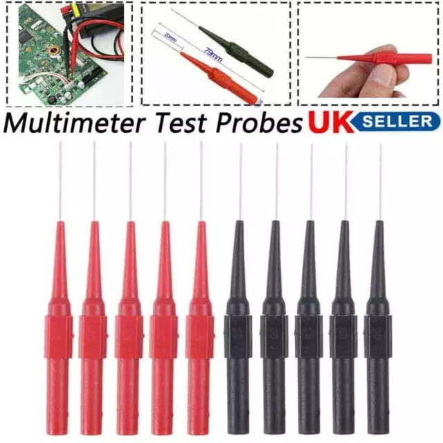 10 x  Multimeter Test Lead Back Probes Sharp Needle Micro Pin For Banana Plug