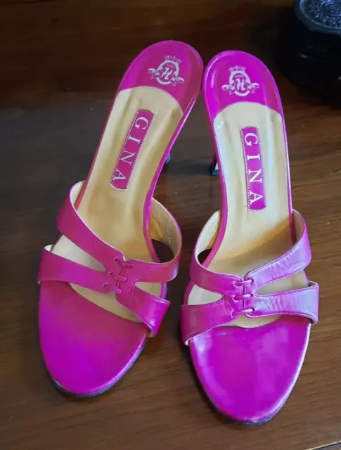 Gina shoes pink leather kitten heels size 6