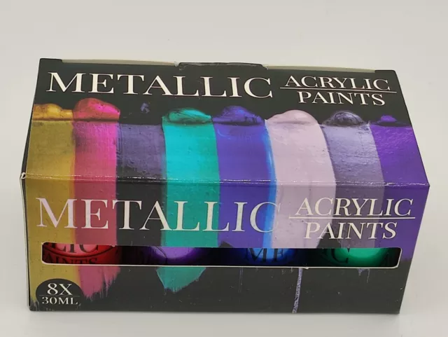 8 verschiedene Acrylfarben Metall Metallic Farben Inhalt jeweils 30ml Acryl