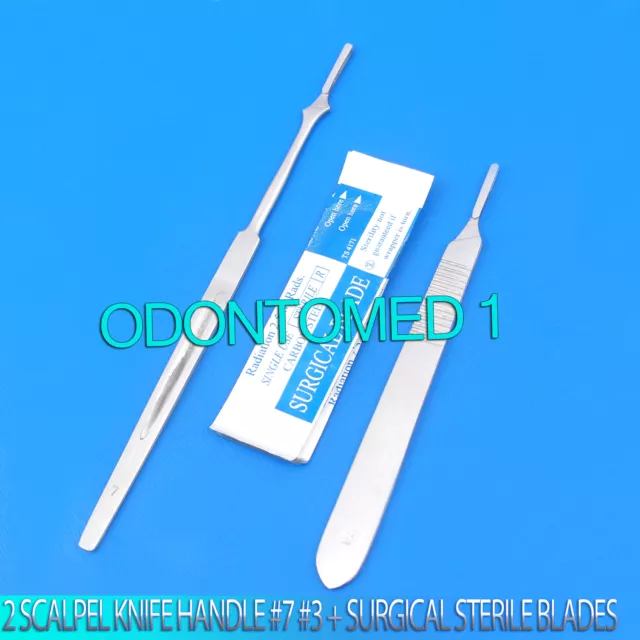 Scalpel Knife Handles #3 #7 With 10 Sterile Surgical Blades #12