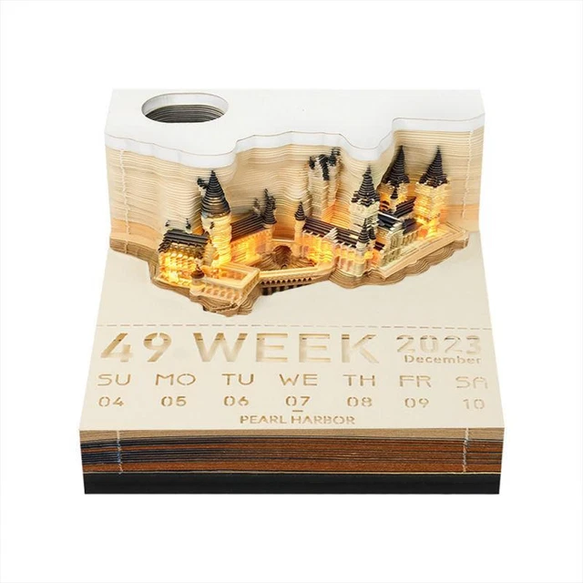 HARRY POTTER 2025 Calendar 3d Hogwarts Castle Memo Pad Note Cube