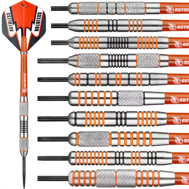 Ruthless Tigers Tungsten Darts Set 21g - 30g grams Orange Ringed Knurled