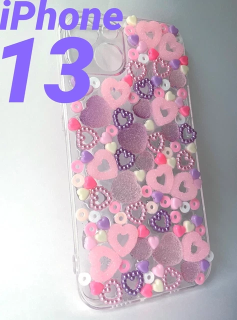 kawaii handmade unique decoden pink, blue, yellow sprinkles phone