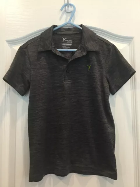 Old Navy Active Go-Dry Boys Shirt Size XS 5 Gray Collared Short Sleeve 215