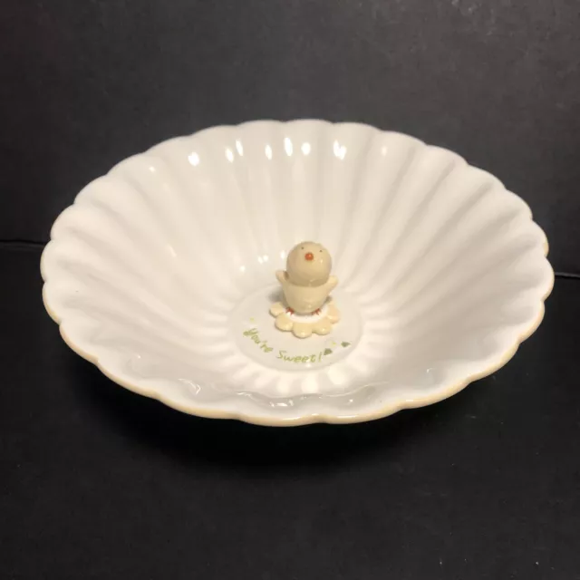 Grasslands Road Fluted Ceramic Candy Bowl Peek-a-boo Chick Soft Yellow and Cream