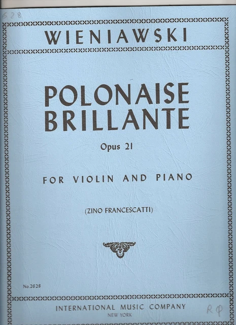 POLONAISE BRILLANTE Opus 21 for Violin and Piano / Violon et Piano