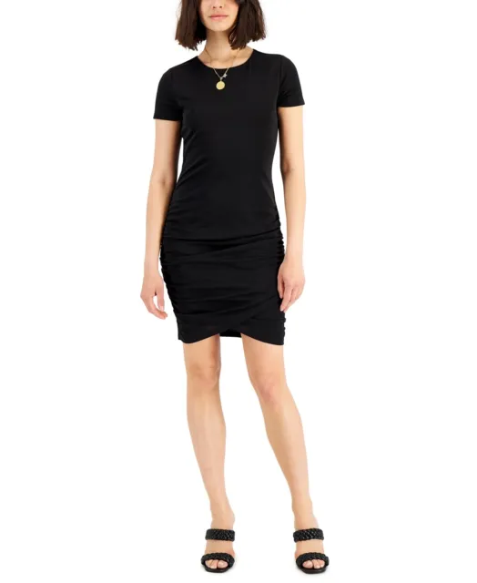 MSRP $80 Inc International Concepts Womens Ruched Mini Dress Black Size Small